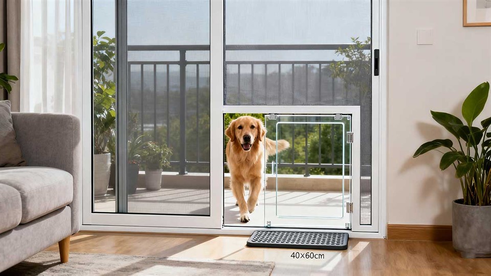 Screen Sliding Door With Doggie Door